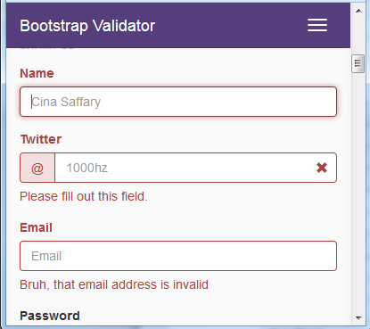 BootstrapValidator 
